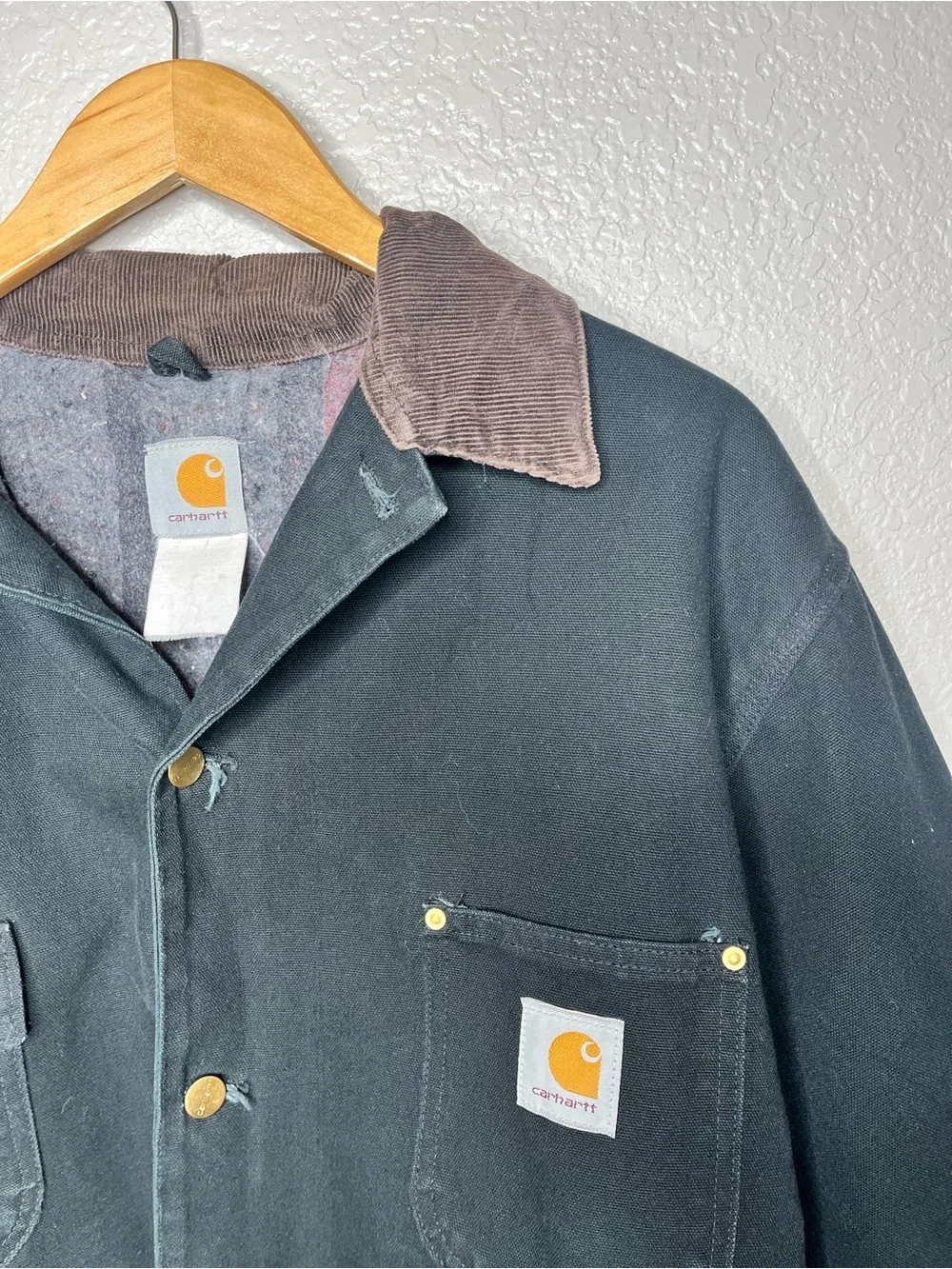 Carhartt Mens Jacket Vintage Blanket Lined Chore Black Made In USA L / XL